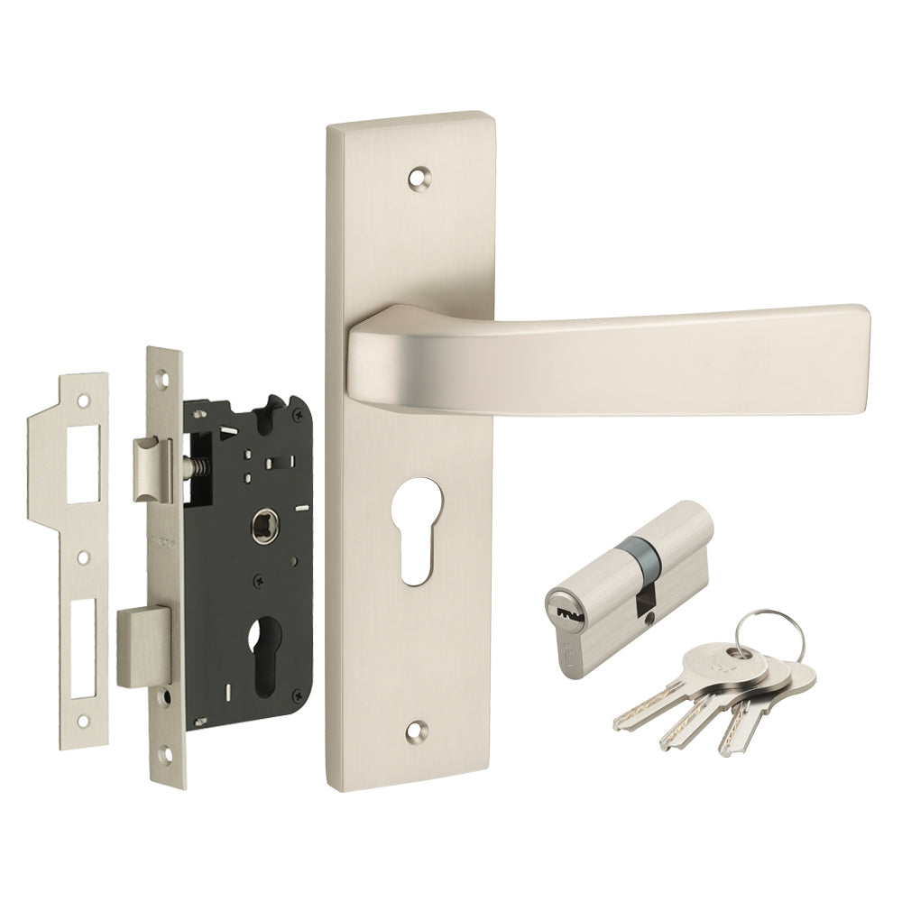 IPSA Russet Moderna Handle Series on 8" Plate CYS Lockset with 60mm Both Side Key - Matte Antique Finish MSS